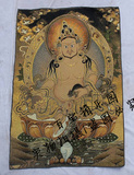 西藏唐卡佛像 织锦绣丝绸刺绣 尼泊尔唐卡画 财宝天王 黄财神唐卡