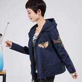 中老年女装春秋韩版短款印花外套40-50岁妈妈装大码宽松夹克上衣