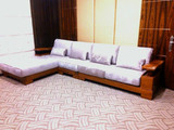 全实木柚木转角贵妃沙发组合现代中式客厅可拆洗布艺沙发特价包邮