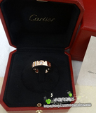卡地亚 代购二手Cartier/Love系列戒指 宽版三钻 18k玫瑰金 正品