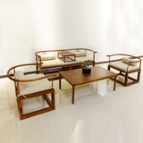 新中式沙发椅 实木客厅组合沙发复古禅意会所酒店样板房定制家具