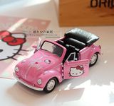 韩国正品Hello Kitty卡通汽车装饰摆件模型甲壳虫巴士敞篷车玩具