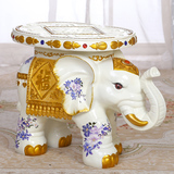 礼品大象换鞋凳子特大号招财白色大象摆件 欧式客厅家居装饰工艺