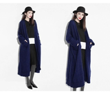 新款秋装韩版超长款针织衫宽松针织羊绒衫大衣毛衣女开衫加厚外套