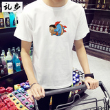 韩版男士卡通印花超人短袖T恤夏装宽松青少年个性体恤圆领学生潮