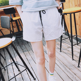 涤纶短裤青年宽松常规夏季直筒纯色青春流行口袋男装休闲裤