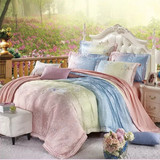 享富安娜家纺四件套正品全棉简约床单式被套欧美风1.8m床贡缎床上
