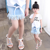 女童牛仔半身裙夏季童装2015新款儿童韩版短裙女孩流苏牛仔裙