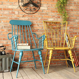 法慕小城复古铁艺餐桌椅子 欧式客厅做旧餐椅美式休闲椅落地摆件