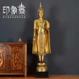 印象泰 泰国站佛门厅摆设 实木手工木雕佛像 东南亚宗教装饰品