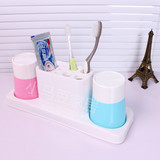 创意卫生间塑料情侣牙刷架漱口杯套装刷牙杯牙具座二合一 包邮