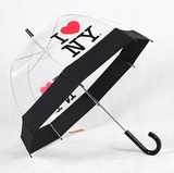 QIUTONG透明雨伞 欧美ＩLove泡泡伞 加大阿波罗透明伞长柄伞 自动