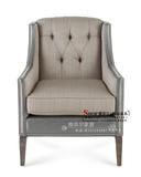 雅菲尔 新款特价欧式实木沙发椅 美式乡村皮布沙发单人沙发休闲椅