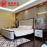 新中式 床 现代简约布艺贵杞榻 时尚小户型样板房实木软靠双人床