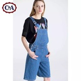 代购C＆A女式工装牛仔背带短裤 纯棉休闲减龄CA200174919大码宽松