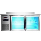 MX/SH/铜管平冷操作台商用卧式保鲜冰柜蓝光玻璃柜蓝光冷藏操作台
