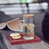 水杯创意杯子玻璃杯透明耐热花茶杯带盖果汁杯简约把手早餐杯茶杯