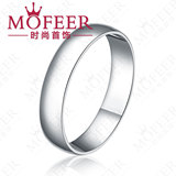 Mofeer指环装饰品男士s925纯银戒指光面日韩版单戒镀铂金指环尾戒