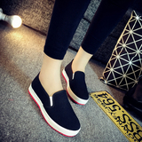 秋季黑色帆布鞋女鞋一脚蹬韩版经典低帮板鞋纯色女士布鞋单鞋