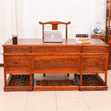 仿古家具 古典实木榆木雕花1.6米1.8米2米办公桌 书桌电脑桌