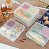 厨房透明保鲜盒微波炉三格便当盒饭盒塑料冰箱食物收纳盒密封盒