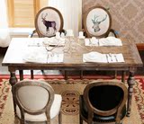 欧式实木餐桌椅组合美式复古做旧橡木桌茶几地中海长方形6人桌子