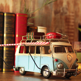 复古摆件铁艺皮餐车模型酒吧咖啡厅创意棚布巴士怀旧欧式摄影道具