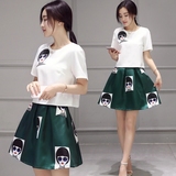 2016年夏天流行新款韩版两件套连衣裙夏季套装裙蓬蓬短裙潮流女装