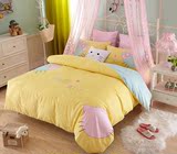 黄色糖果色公主女孩被套床单四件套纯棉床上用品韩国春夏床品可爱