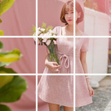 mimius2016夏季新款韩版中长款甜美高腰连衣裙公主裙女显瘦M5992