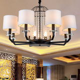 新中式长方形铁艺吊灯大气温馨带水晶灯具客厅餐厅时尚宜家灯饰