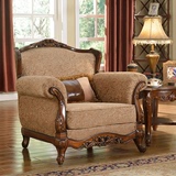 美式实木沙发 客厅家具 组合套装 三人布艺沙发 双人 小户型 简约