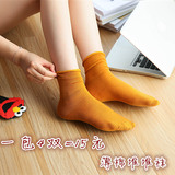 新品四季薄款堆堆袜韩国袜子女中筒日系糖果色女袜一包4双装包邮