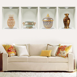 3D立体仿真窗古典瓷贴 创意家居装饰客厅沙发卧室床头墙贴画包邮