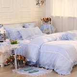 韩式家纺纯棉四件套梦幻纱缦款蕾丝拼接花边公主床上用品床单被套