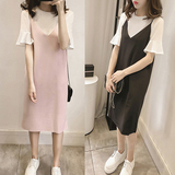 2016夏季新款韩版两件套连衣裙女款短袖t恤吊带裙子套装潮