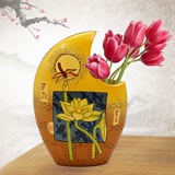 陶瓷摆件花瓶工艺品结婚礼物中国风彩陶摆件客厅玄关台面摆件