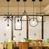 北欧宜家咖啡服装店餐厅复古小吊灯酒吧台loft铁艺创意个性几何灯