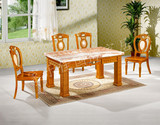 大理石实木橡木家具长方形餐桌椅子组合客厅套装餐厅饭店酒店饭桌