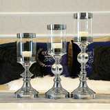 欧式现代中式家居饰品浪漫烛光晚餐蜡烛水晶玻璃餐桌烛台创意摆件