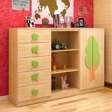 包邮简易创意儿童衣柜实木衣柜卡通衣柜组合 储物柜衣橱松木衣柜