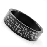 日韩饰品 黑色钛钢戒指 圣经十字架戒指男生 钛钢指环男士 时尚