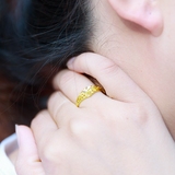 奢华珠宝18K黄金戒指男女爱心磨砂光面可调大小戒指环女结婚礼物