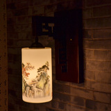 现代简约陶瓷中式灯具复古典客厅卧室阳台床头灯创意壁灯田园实木