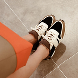 韩国正品代购女鞋2016新款系带增高鞋防滑马蹄跟低帮休闲运动鞋潮
