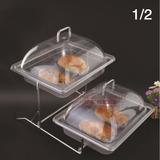 首发欧式双层透明果盘冷餐盆两层不锈钢自助餐展示架长方形糕点盘