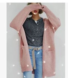 2016韩国代购秋冬纯色长袖复古羊毛大码中长款加厚开衫毛衣女外套