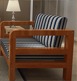 包邮现代中式实木松木布艺可拆洗小户型三人沙发床简约现代田园