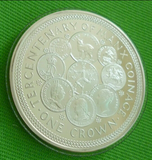 英属马恩岛1979年货币发行300周年纪念币中币1克朗精制银币