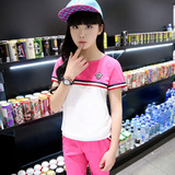 青少年2016夏装新款女学生韩版休闲运动套装少女短袖T恤两件套潮